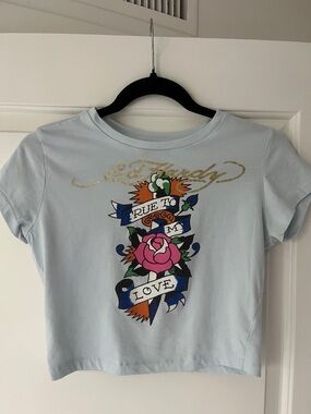 Light Blue Ed Hardry Crop Top